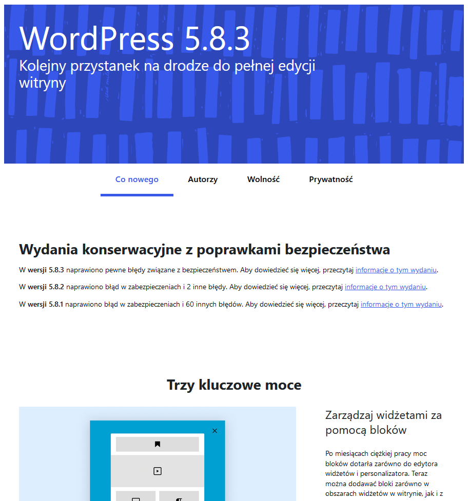 Nowy WordPress 5.8.3